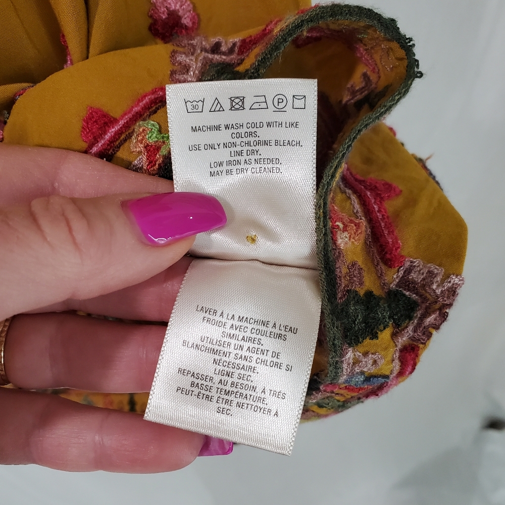 Anthropologie Floreat Raella Gold Mustard Embroidered Tunic Dress size small - Picture 12 of 14